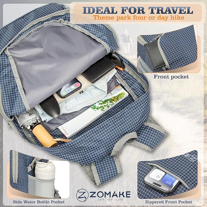 ZOMAKE Lightweight Packable Backpack 30L, Foldable Hiking Backpacks Water - Image 4