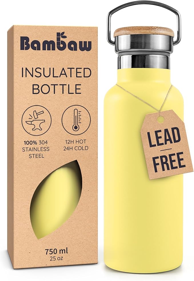 Bambaw 24 oz Insulated Water Bottle, Stainless Steel Water Bottle, Sleek & by Bambaw