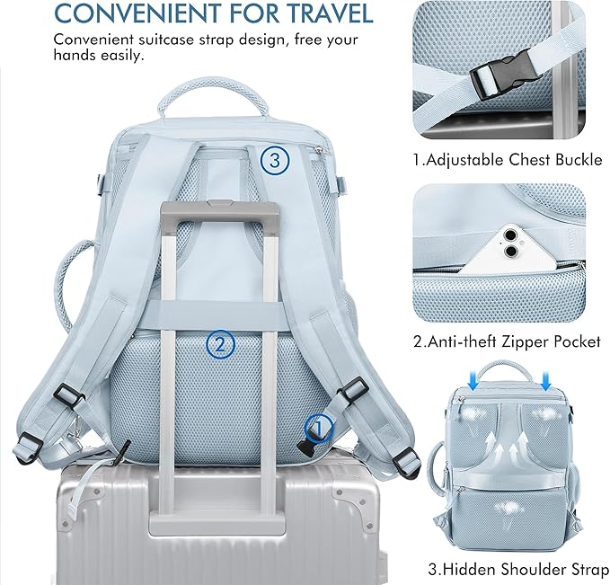 Beraliy Travel Backpack for Women Men, Carry On Backpack, 16 inch Laptop - Image 7