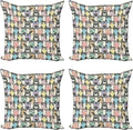 Ambesonne Funny Cartoon Throw Pillow Cushion Case Pack of 4, Theme of Playful by Ambesonne