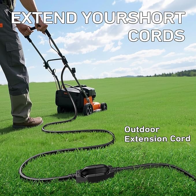 LUCKY TL Indoor Outdoor Extension Cord, 16/3 Gauge Black Long Extension Cord - Image 7