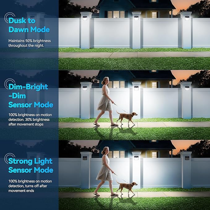 CLAONER Solar Lights Outdoor, Motion Sensor Lights 3 Working Modes - Image 4