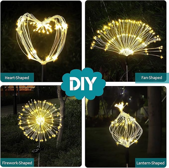 JJGoo Solar Firework Lights, 2 Pack 150 LEDs 2 Lighting Modes Solar Lights - Image 5