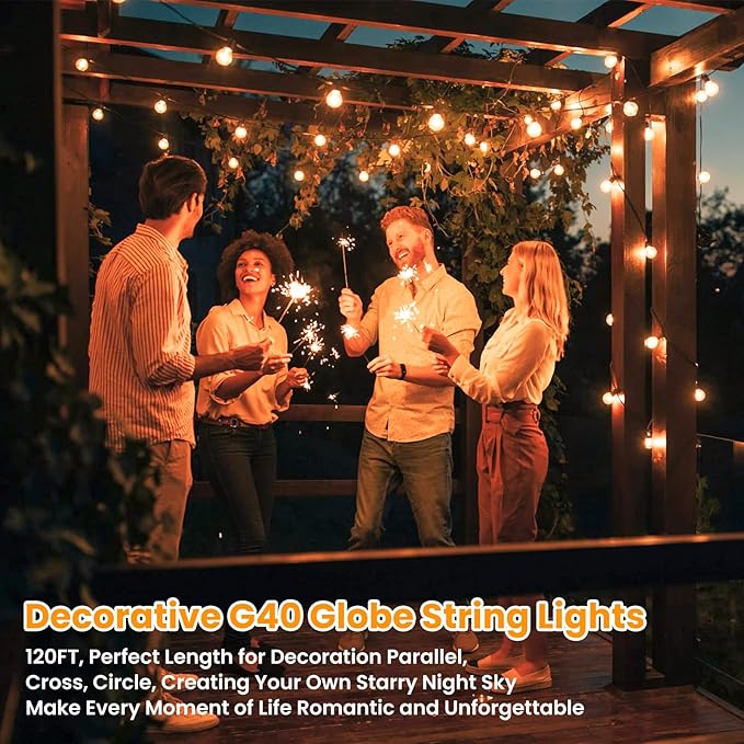 Bosceos 120FT Outdoor G40 LED Globe String Lights Dimmable Waterproof - Image 5