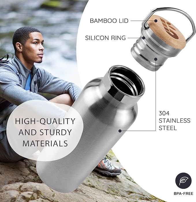 Bambaw 24 oz Metal Water Bottle, Insulated Stainless Steel Water Bottle - Image 2