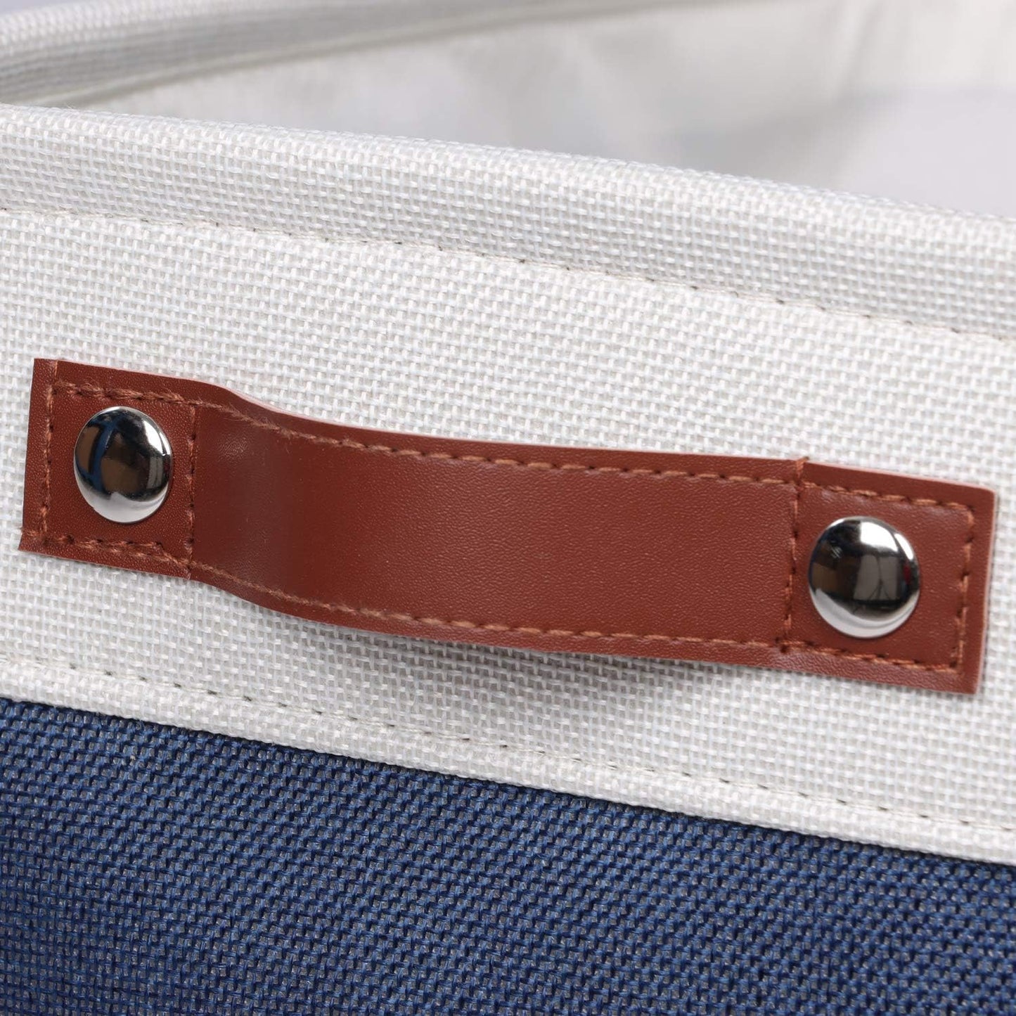 Univivi 4PC Large Storage Baskets Foldable Fabric Storage Bins for Closet Shelf for Organizing Blue Storage Baskets with Handles|Hard Bottom (15”X10.5”X9.5”)