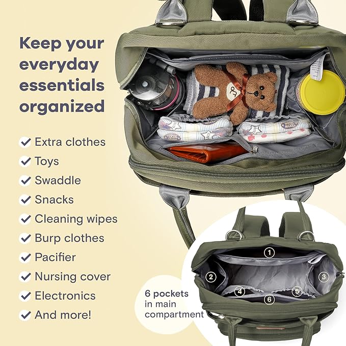 RUVALINO Diaper Bag Backpack-Expandable Baby Bag - Image 6