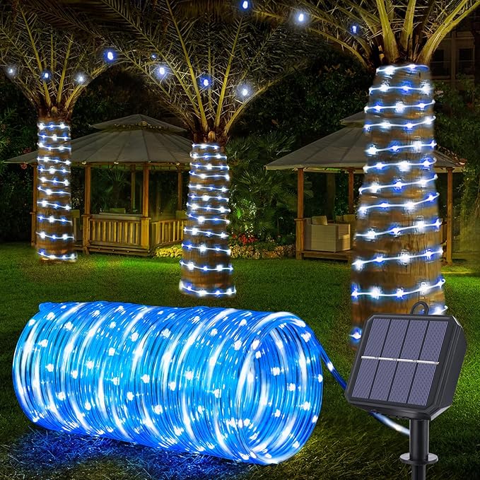 Solar Rope Lights, 33ft 100LED Solar String Lights, 8 Modes Waterproof Solar by Jnaurb