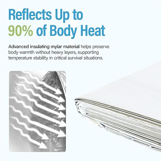 Ever Ready First Aid Mylar Rescue Blanket, Large Silver Thermal Sheet - Image 2