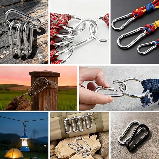 100Pack Spring Snap Hooks Carabiner, M5 3/16" Carabiner Clips Keychain Small 2" - Image 7