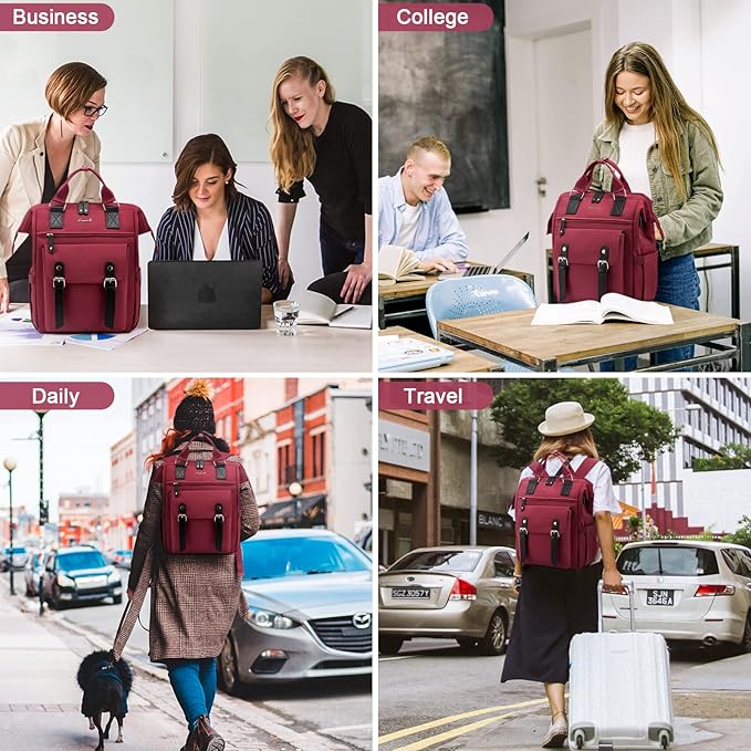 LOVEVOOK Laptop Backpack for Women Work Travel Backpack Teacher Commuter - Image 4