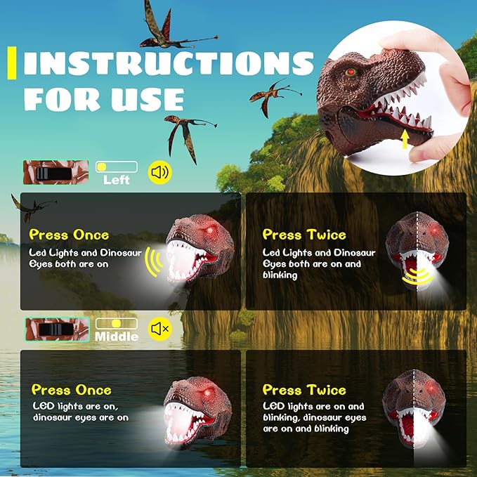 Dysaim Kids Headlamp, Dinosaur Headlamp - Image 6