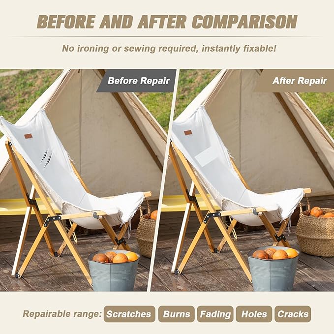 OAZ 16 x 79 inch Canvas Repair Patches Canvas Fabric Patch Self-Adhesive Fabric - Image 4