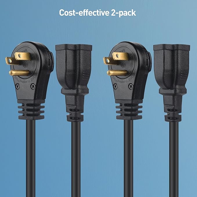 Cable Matters 2-Pack 16 AWG 360° Rotating Flat Plug Long Extension Cord - 15ft - Image 7
