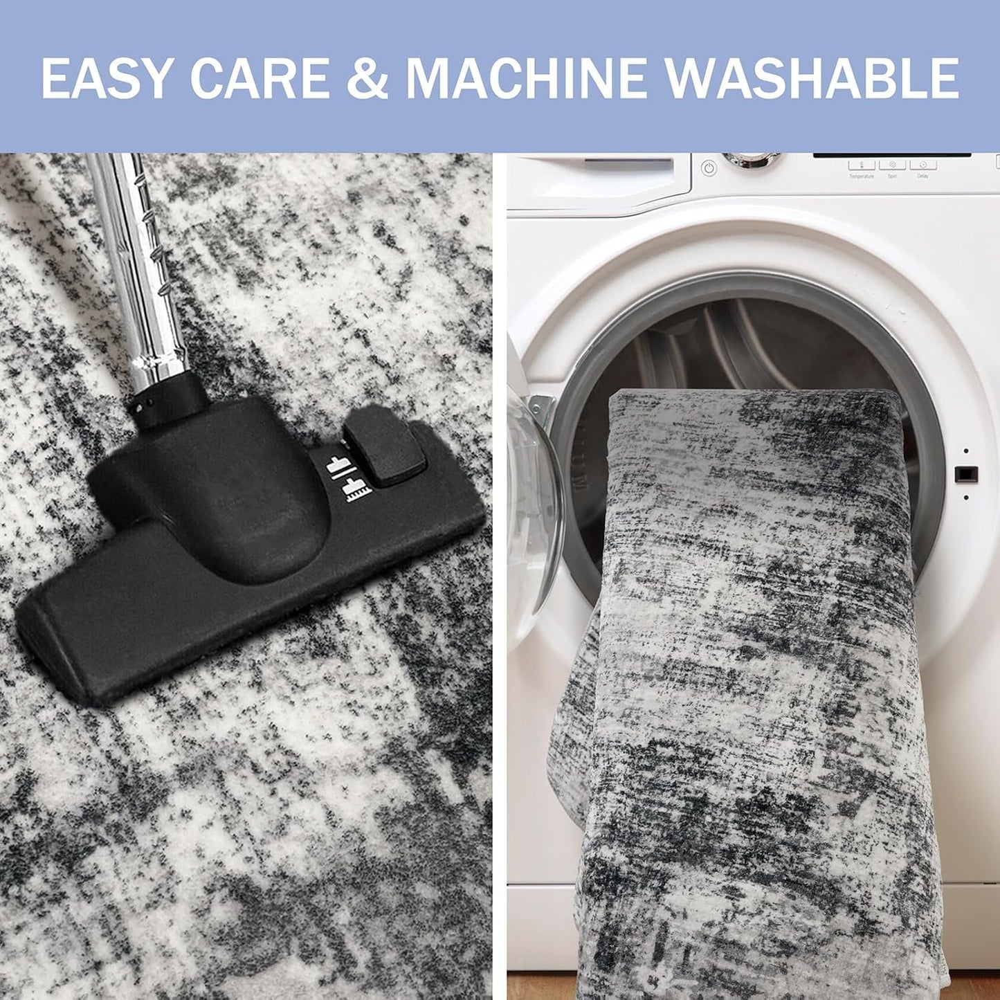 IOHOUZE Round Area Rug 5 Ft Circle Entryway Rugs Round Washable Door Mat Indoor Entrance, Non Slip Circle Front Door Rug, Printed Abstract Faux Wool Floor Carpet for Foyer Porch Sink, Black Grey