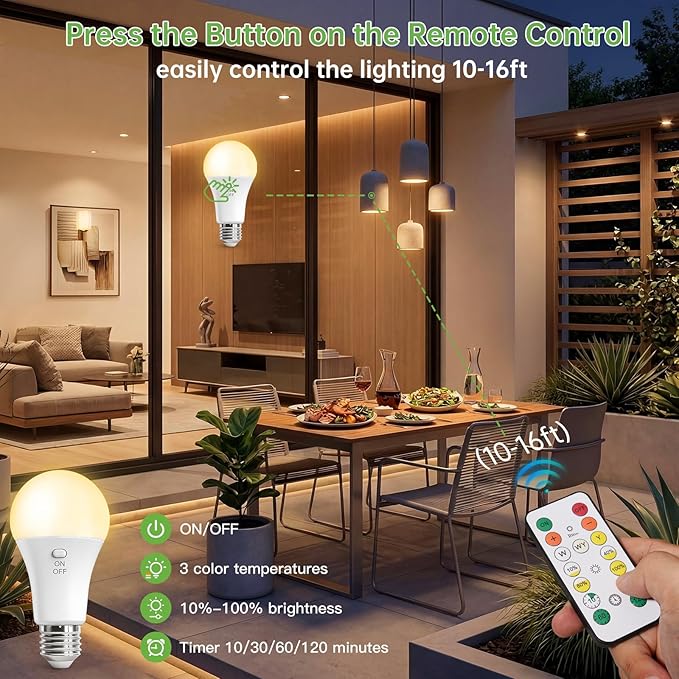 Kimjo 6 Pack Rechargeable Light Bulbs - Image 4