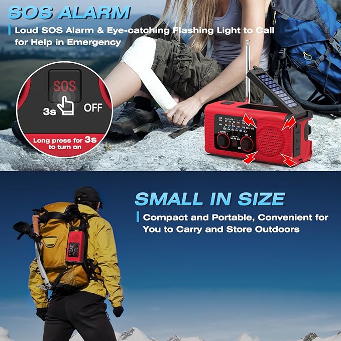 NITIGO Emergency Weather Radio, 4000mAh NOAA Weather Alert Radio Solar Charging - Image 5
