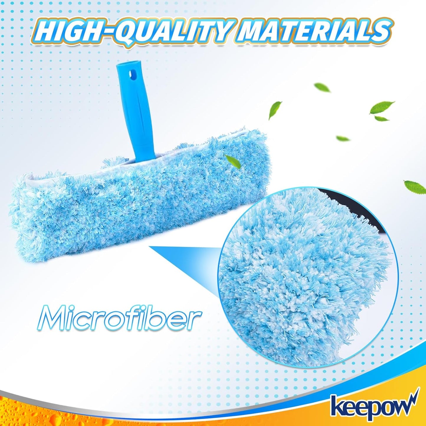 KEEPOW 10" Microfiber Window Scrubber Refill Replacement Compatible with MR.SIGA, Compatible with Ettore Professional Cleaning, Reusable & Washable Window Squeegee for Window Cleaning (3 Pack)