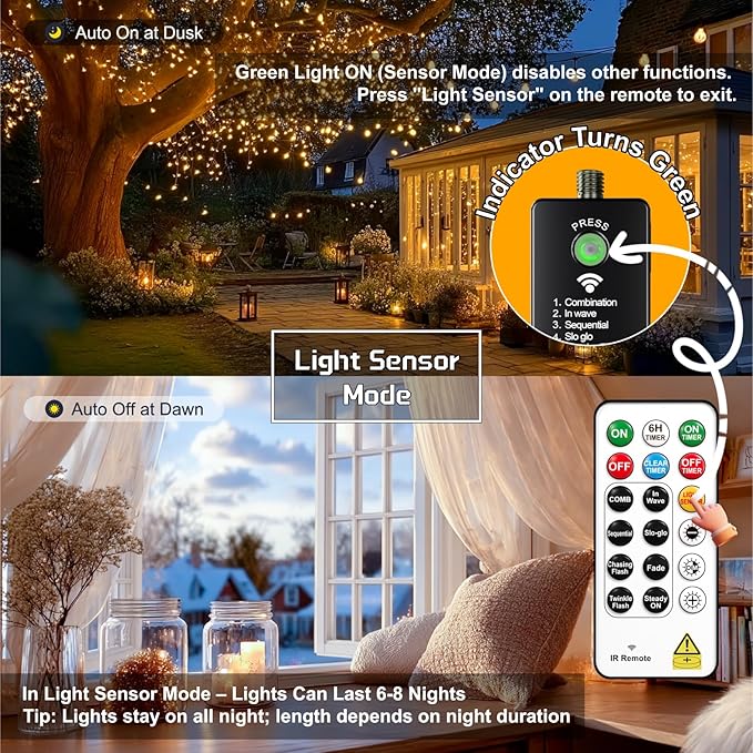 HXWEIYE 2-Pack 33FT 100LED Fairy Lights Battery Operated - Image 4