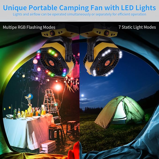WESTTREE Camping Fan 20000mAh Rechargeable Battery Operated fan Outdoor Tent Fan - Image 5