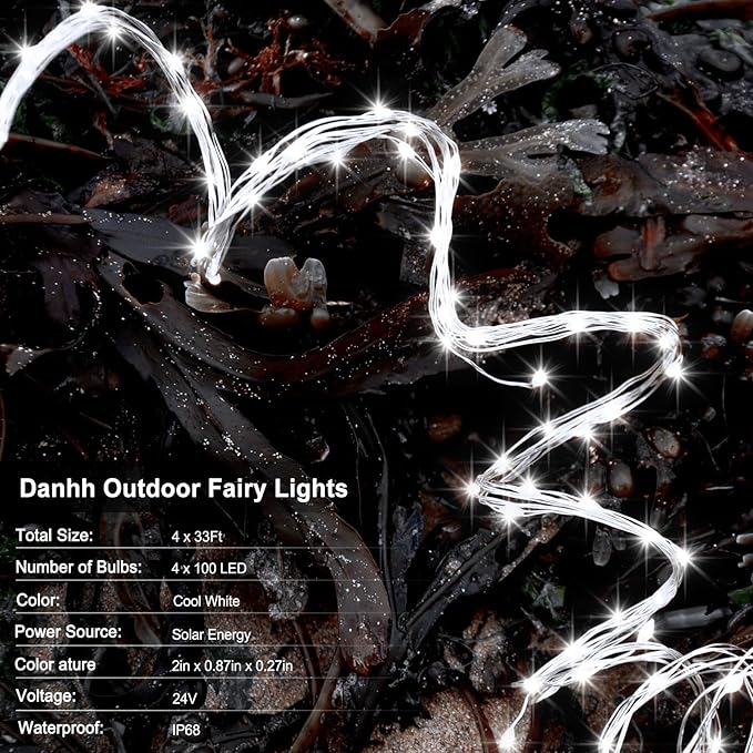 4 Pack Solar Fairy Lights 131.2Ft 400 LED, Twinkle Lights - Image 3