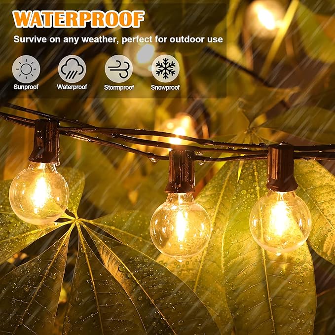 Brightever 100ft Outdoor G40 LED Globe String Lights Dimmable Waterproof - Image 2