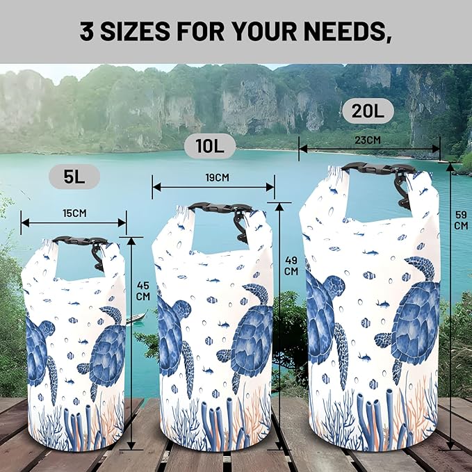 Waterproof Dry Bag, Roll Top Sea Turtle Coral Starfish Small Waterproof - Image 6