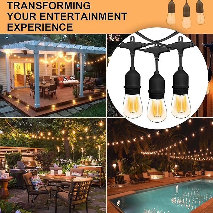 Banord Outdoor String Lights Commercial Grade 96ft Waterproof - Image 2