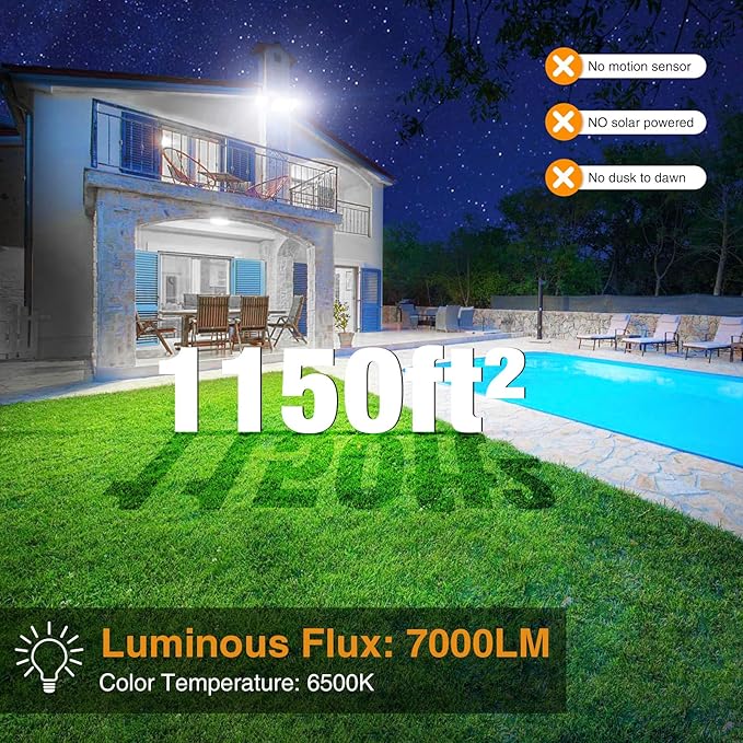 Onforu 4 Packs 75W Flood Lights Outdoor, 7000LM Brightness Security Lights - Image 3