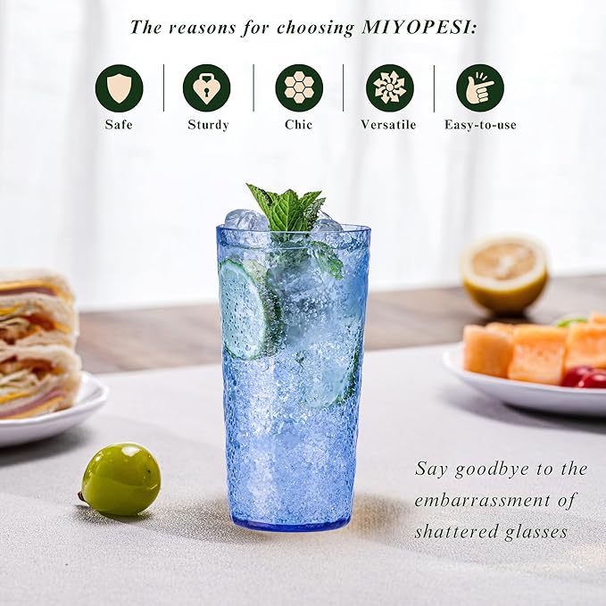 18oz Acrylic Glasses Drinkware, Ice-carved Design Shatter-Proof Plastic Cups - Image 2