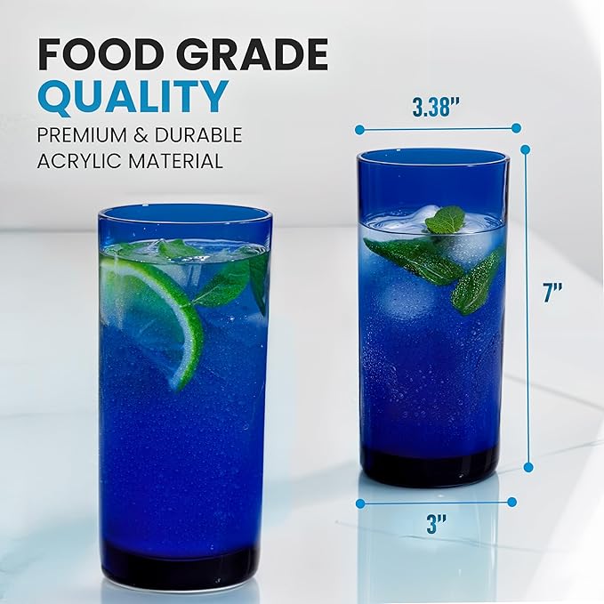 Zulay Kitchen Plastic Drinking Glasses – 24oz Acrylic Shatterproof Water Cups - Image 4