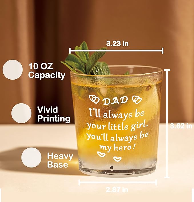 Nogrit Dad Gifts from Daughter Whiskey Glasses 10 oz, Dad Gifts - Image 2