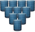 YOUBET 24PCS Plastic Drinking Glasses - 14OZ Blue Hobnail Drinkware Glasses - by YOUBET
