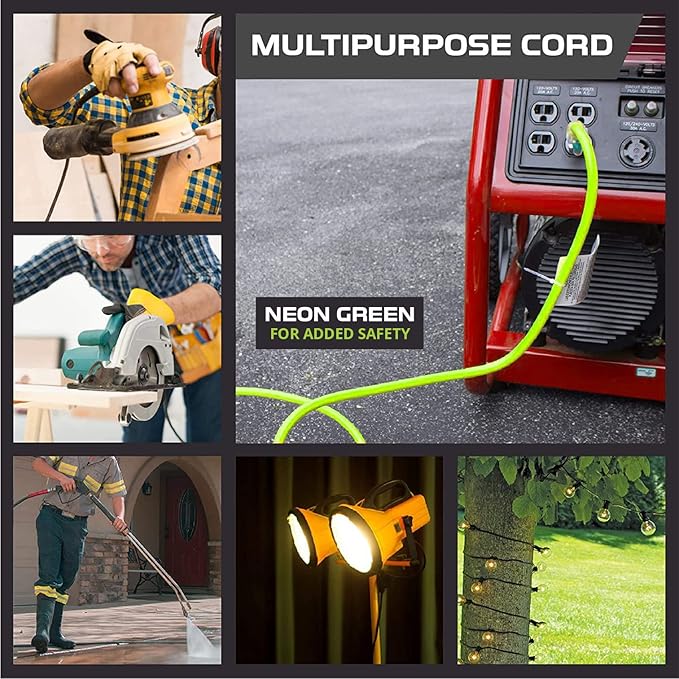 Iron Forge Cable Weatherproof 25 Ft Outdoor Extension Cord Neon Green - Image 7