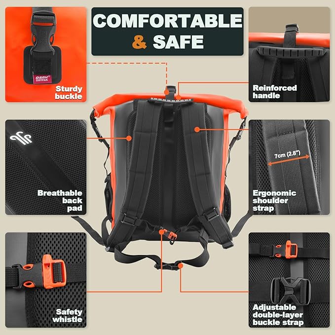 OSAH DRYPAK Waterproof Backpack Dry Bag 35L/55L/85L– Heavy Duty Roll-Top Hiking - Image 4