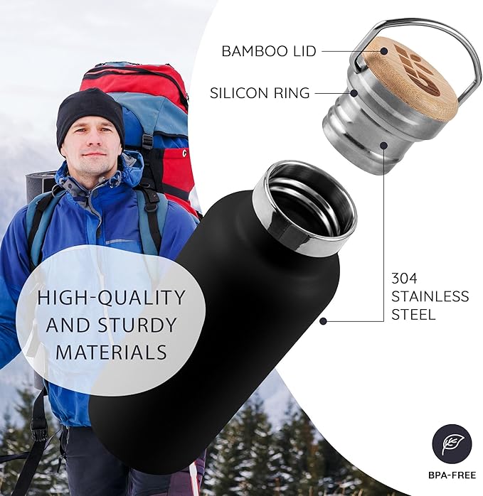 Bambaw 12 oz Insulated Water Bottle, Double Wall Metal Water Bottle Stainless - Image 2
