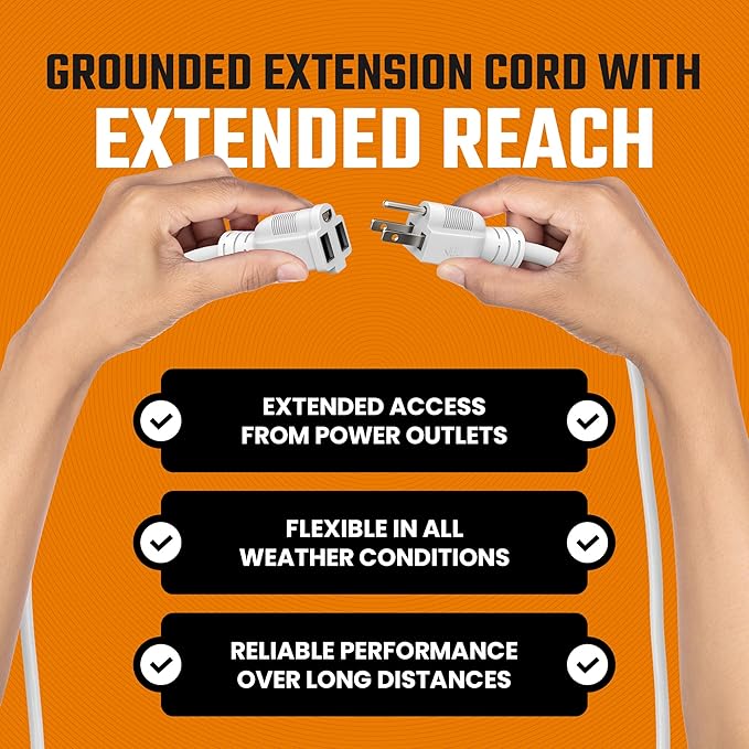Outdoor Extension Cord Waterproof 10 Ft, Outdoor Power Cord, Heavy Duty 16/3 - Image 7