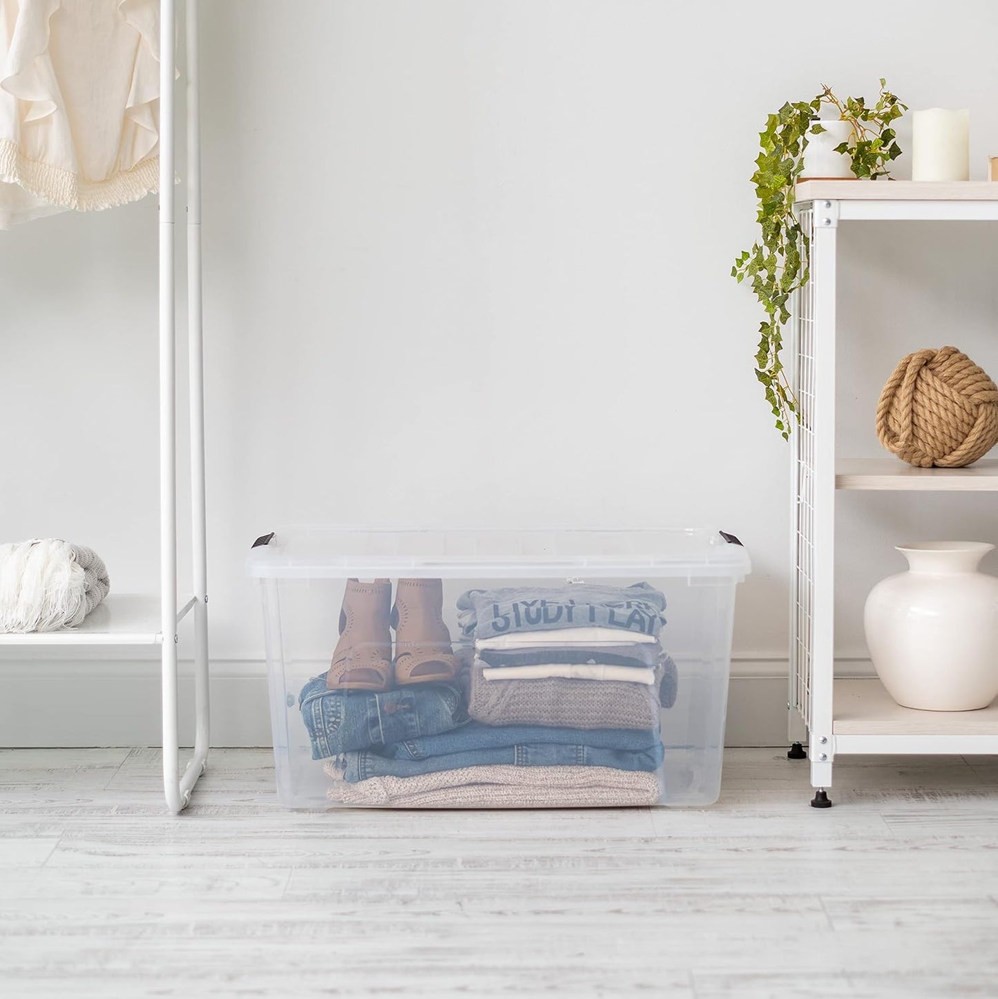 IRIS USA 2-Pack Storage Bins with Lids, 72 Quart, Made in USA Stackable See-Through Organizing Solution Latches Durable Nestable Containers Secure Pull Handle, BPA-Free Plastic