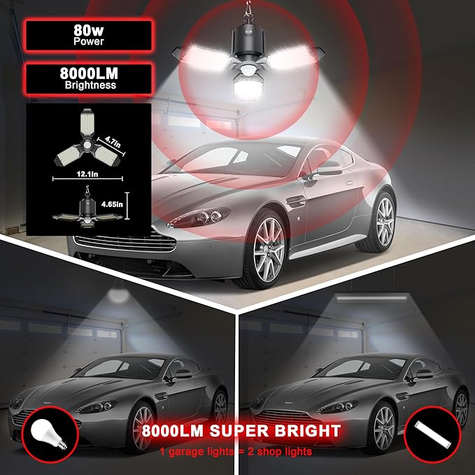 Plug in Garage Light Motion Sensor, 80W 8000LM Motion Sensor Lights Indoor - Image 5