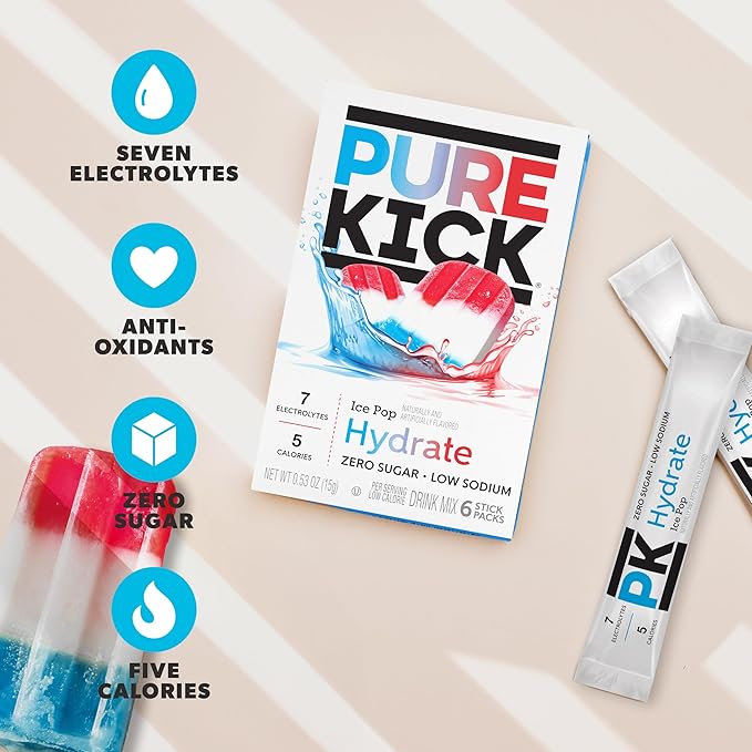 Pure Kick Hydration Singles To Go Drink Mix, Ice Pop, Includes 12 Boxes - Image 4