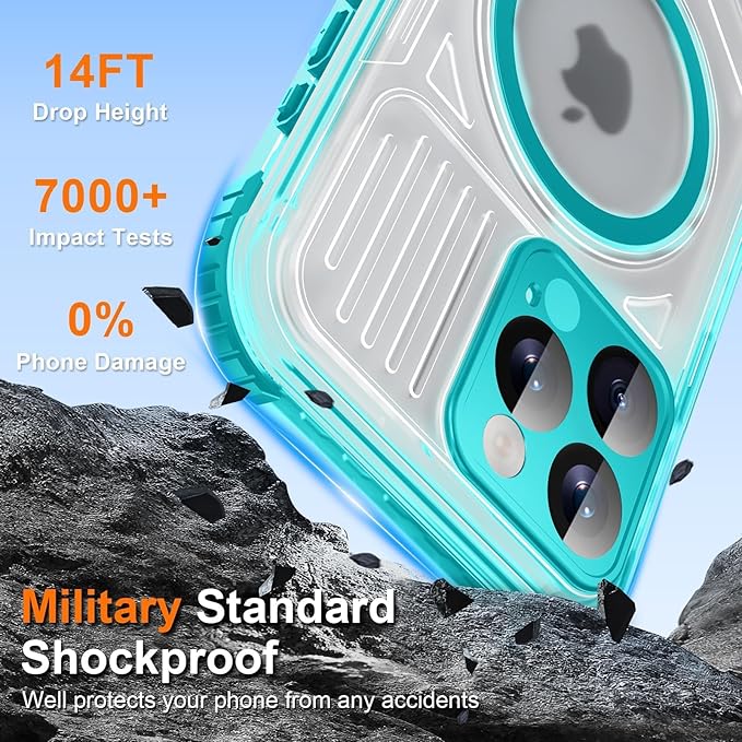 WIFORT Waterproof Phone Case for iPhone 15 Pro Teal | IP68 Underwater, Built-in - Image 9