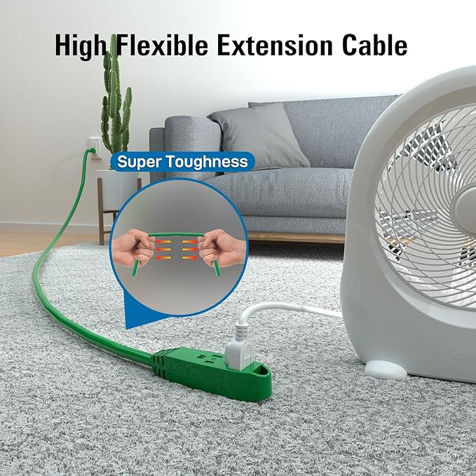 K KASONIC - 12-Feet 3 Outlet Extension Cord, UL Listed, 16/3 SJTW 3-Wire - Image 5