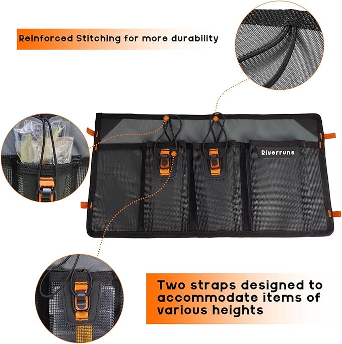 Mesh Storage Kayak Storage Compartments Set Attaches to Kayak Seat or T-track - Image 4