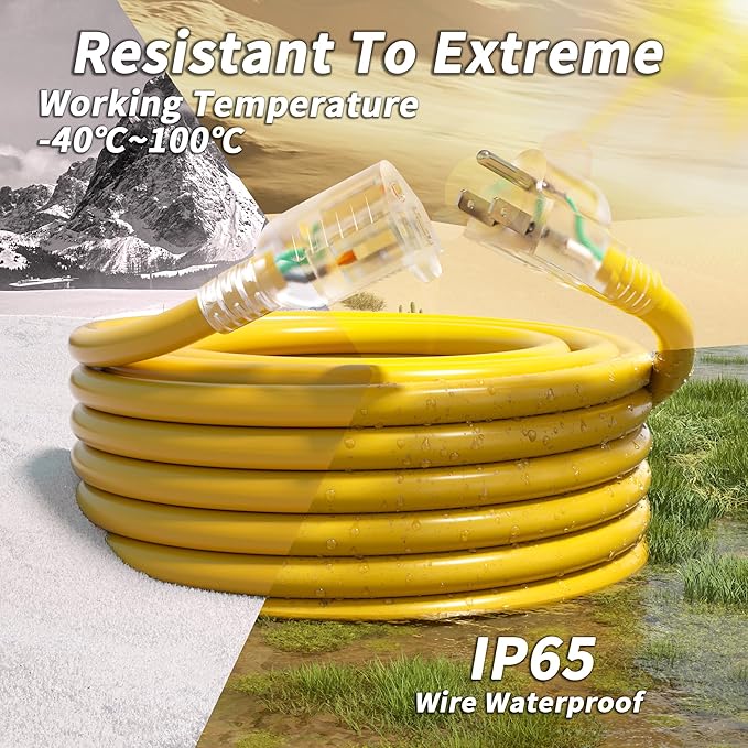 PlugSaf 50ft 12/3 Gauge Outdoor Extension Cord Waterproof - Image 7