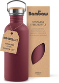 Bambaw Non-insulated 32 oz Water Bottle, Reusable Water Bottle Red, Single Wall by Bambaw