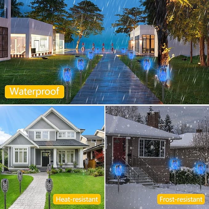 EOYIZW Solar Lights Outdoor, 12 Pack Blue Solar Torch Light - Image 5