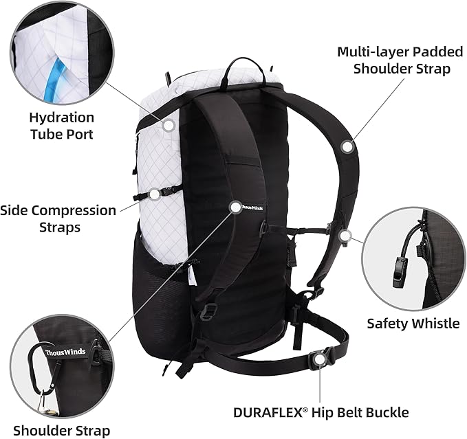 Thous Winds Ultralight Backpack, 20+5L Waterproof Hiking Daypack, EPX200 Fabric - Image 4
