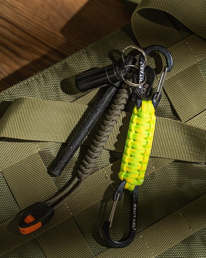 Paracord Braided Carabiner Keychain Lanyard Strap, Hanger Stroller Hook w/2 - Image 5