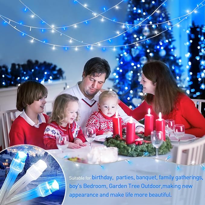 JMEXSUSS Blue and White String Lights Outdoor Indoor, 200 LED Christmas String - Image 5