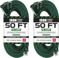 Iron Forge Cable 2 Pack 50ft Green Outdoor Extension Cord by IronForgeCable